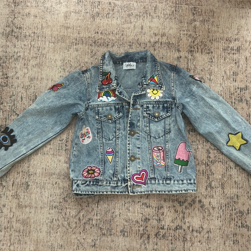 Lola + the Boys girls size 10 Jean jacket stain in collar